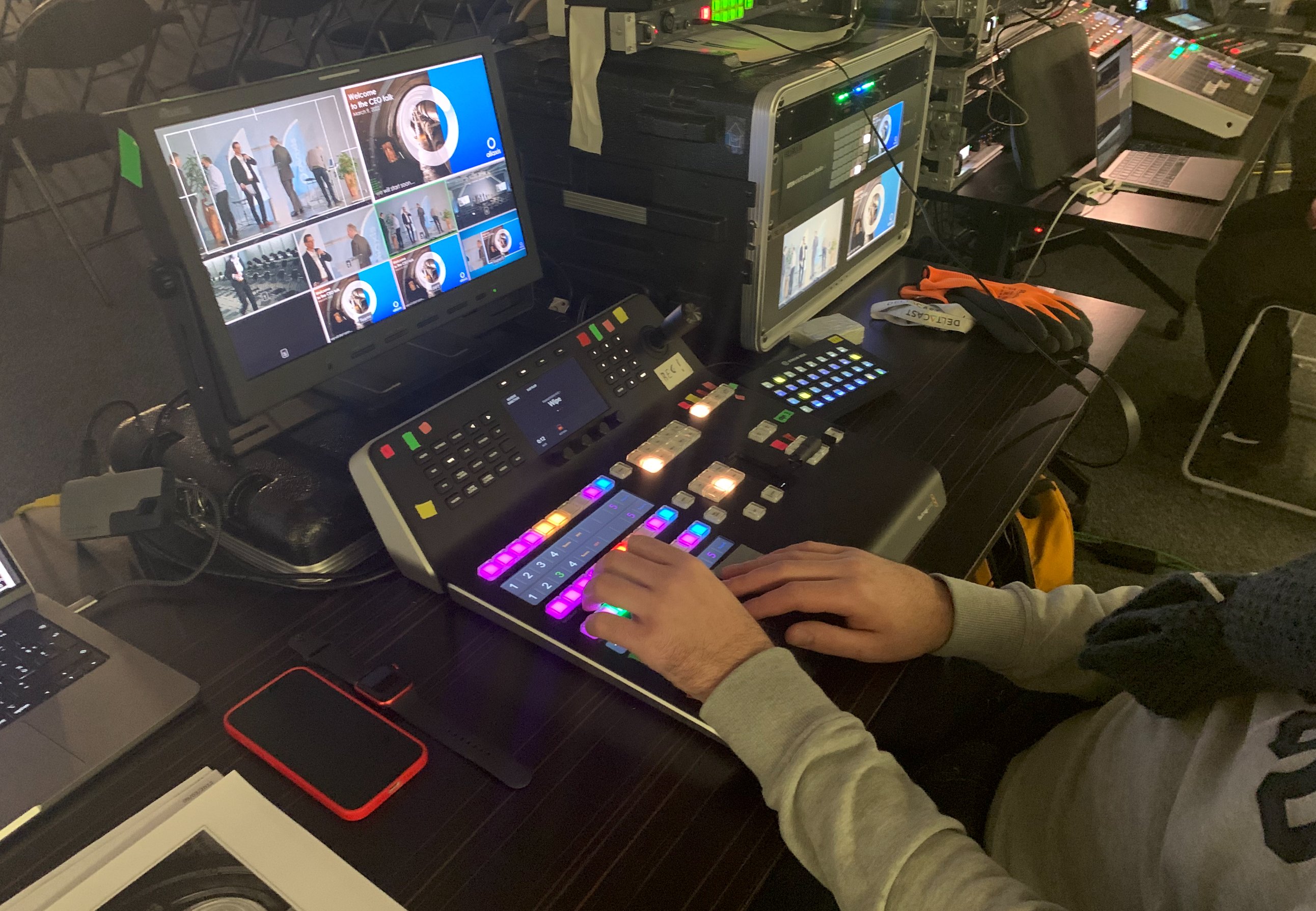 Live streaming vision mixer operating multi-camera broadcast for a hybrid event